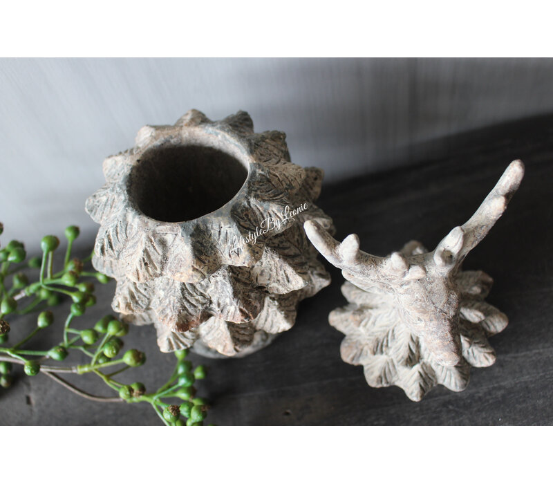 Stenen hert ornament Old Grey 22cm