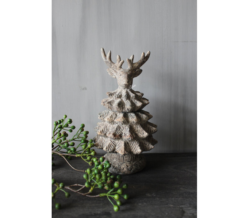 Stenen hert ornament Old Grey 22cm