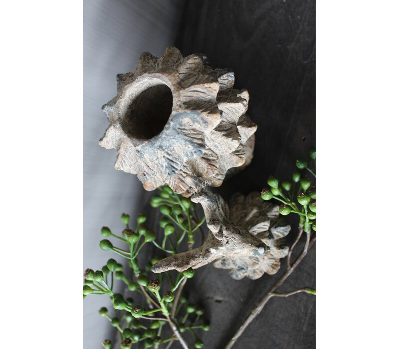 Stenen hert ornament Old Grey 19cm
