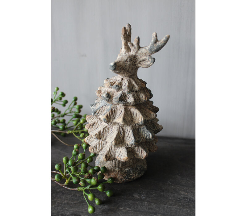 Stenen hert ornament Old Grey 19cm