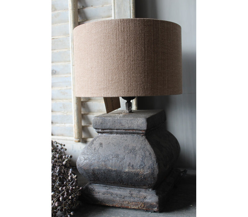 Stenen vierkante lampvoet Old brown 20x20cm