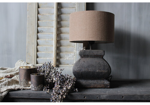 Stenen vierkante lampvoet Old brown 20 x 20 cm