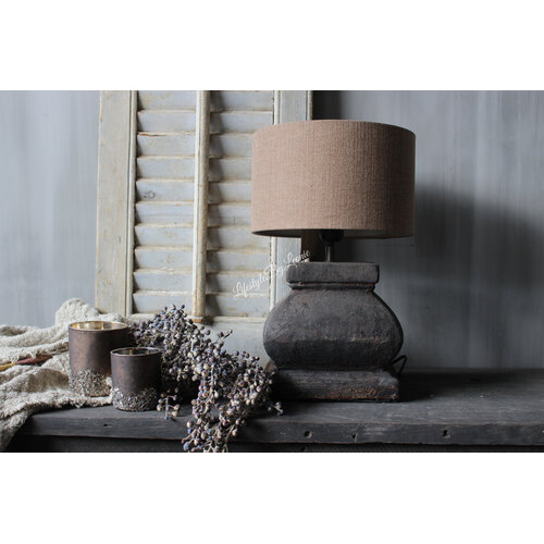 Stenen vierkante lampvoet Old brown 20x20cm 