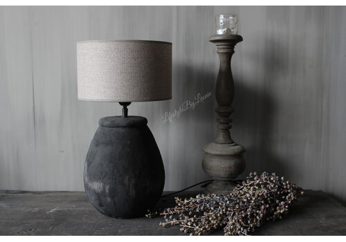 Stenen kruik lampvoet Druppel Old black 37 x 21 cm