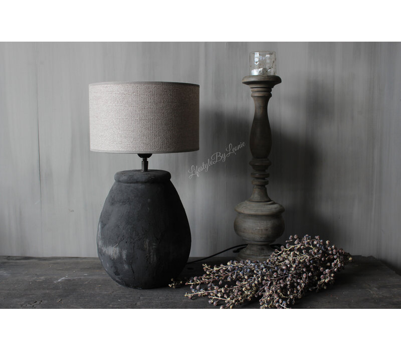 Stenen kruik lampvoet Druppel Old black 37 x 21cm