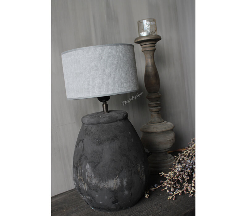 Stenen kruik lampvoet Druppel Old black 37 x 21cm