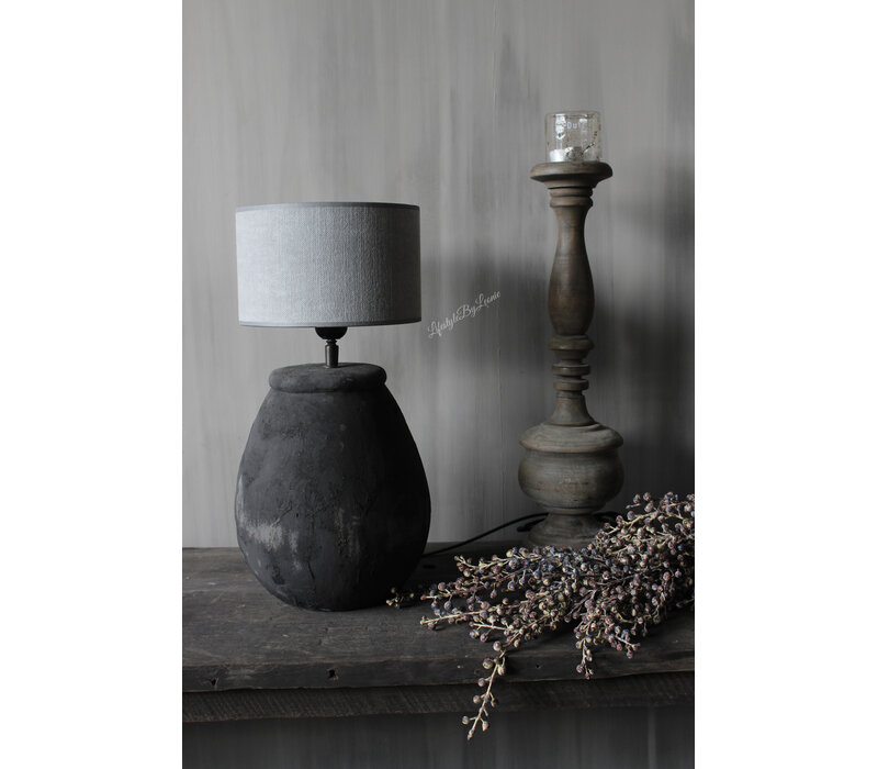 Stenen kruik lampvoet Druppel Old black 37 x 21cm