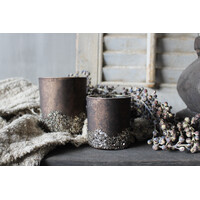 Glazen windlicht Chocolat brown glitter 10cm