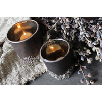Glazen windlicht Chocolat brown glitter 8cm