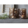 Glazen windlicht Coffee brown 3D hert 15cm