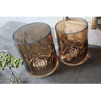 Glazen windlicht Coffee brown 3D hert 13cm