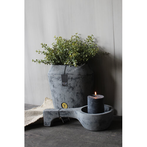 Brynxz ovale stenen pot Stone black 25cm 