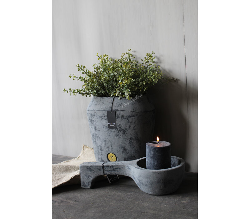 Brynxz ovale stenen pot Stone black 25cm