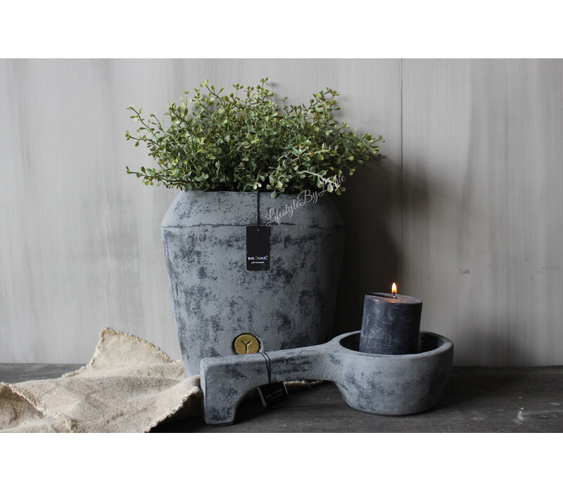 Brynxz ovale stenen pot Stone black 25cm