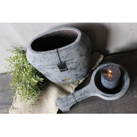 Brynxz ovale stenen pot Stone black 25cm