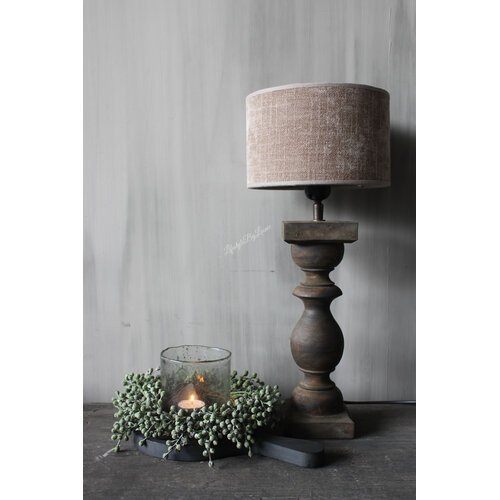 Cilinder lampenkap ruw linnen Taupe 20cm 