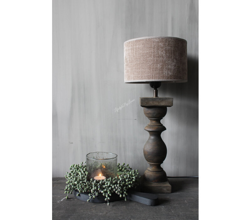Cilinder lampenkap ruw linnen Taupe 20cm