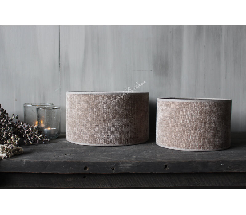 Cilinder lampenkap ruw linnen Taupe 20cm