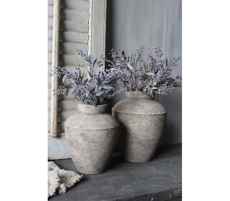 Sobere stenen kruik Taupe / black 26x22cm