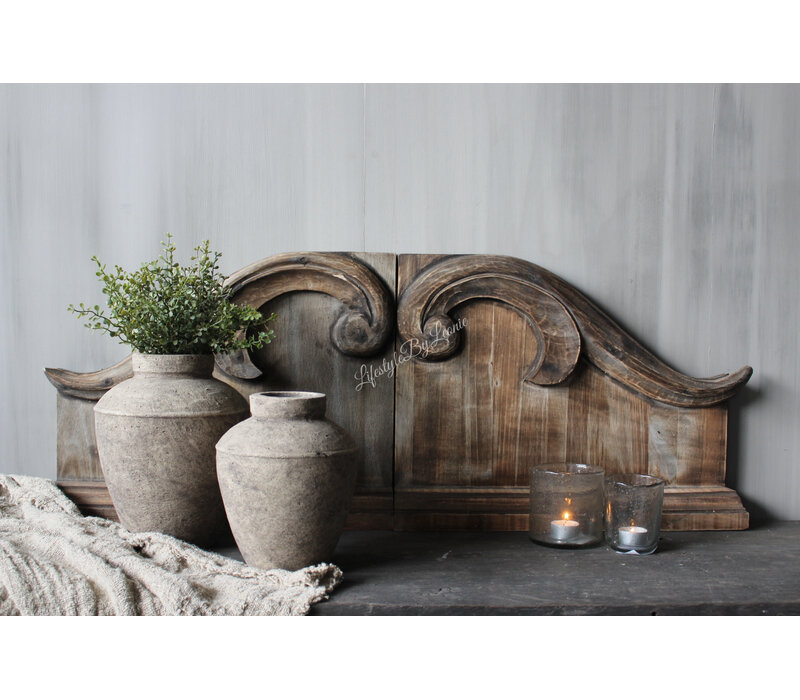 Sobere stenen kruik Taupe / black 26x22cm