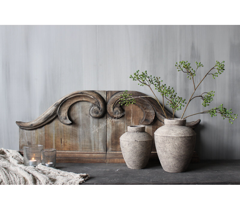Sobere stenen kruik Taupe / black 22x18cm