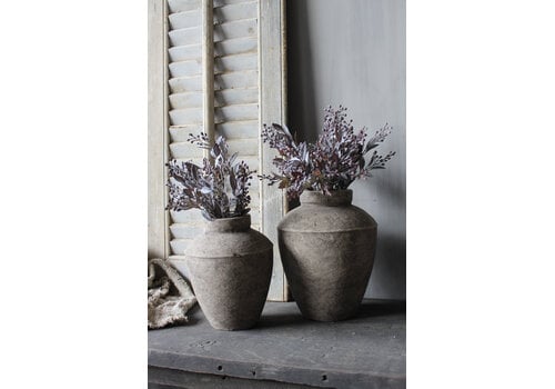 Sobere stenen kruik Taupe / black 22x18cm
