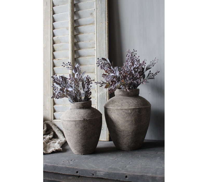 Sobere stenen kruik Taupe / black 22x18cm