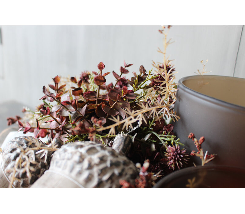 Namaak bos / deco bol Eucalyptus Burgundy 23cm