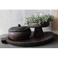 Houten ronde schaal op voet Woodie 20x12cmH