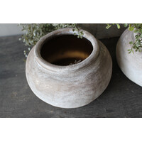 Rond stenen potje Noor 20 x 11 cm