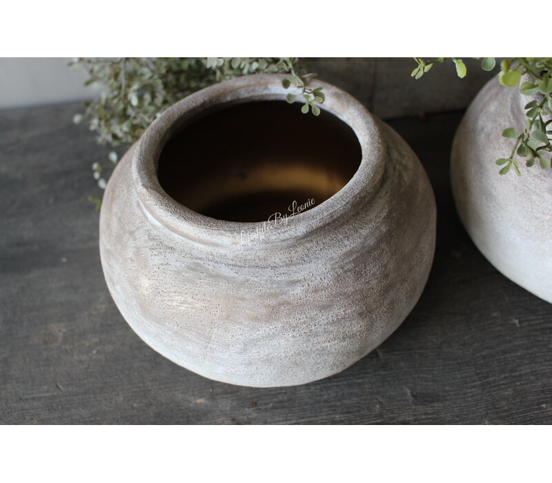 Rond stenen potje Noor 20 x 11 cm