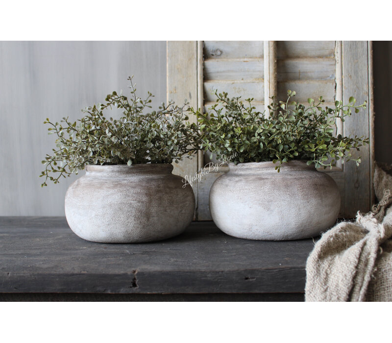 Rond stenen potje Noor 20 x 11 cm