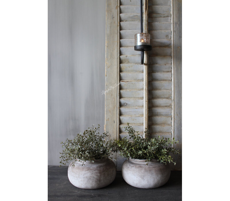Rond stenen potje Noor 20x11cm