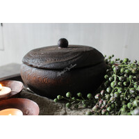 Houten ronde pot met deksel Woodie 20x11cm