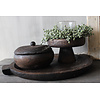 Ronde houten schaal met handvat Woodie 45x40cm