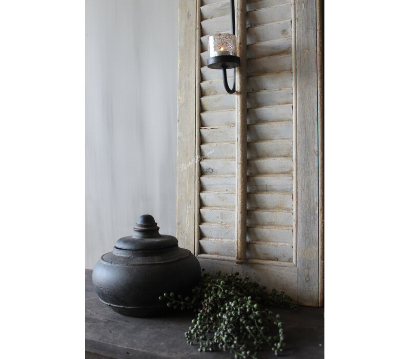 Stenen pot met deksel Uniq black 20 x 18 cm
