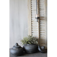 Stenen pot met deksel Uniq black 20x18cm