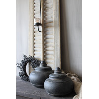Stenen pot met deksel Uniq black 20x18cm