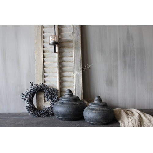 Stenen pot met deksel Uniq black 20 x 18 cm 