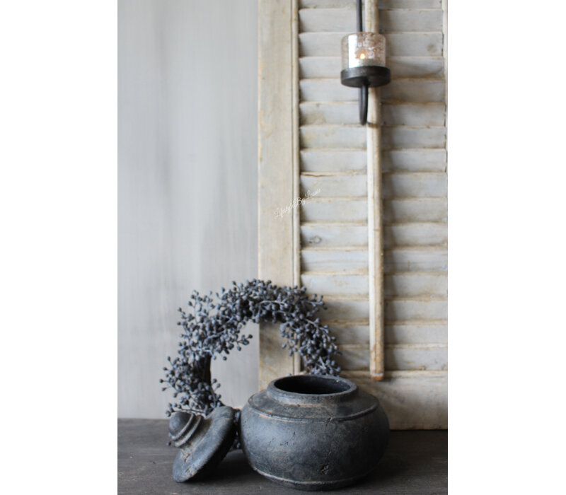Stenen pot met deksel Uniq black 25 x 24 cm