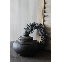 Stenen pot met deksel Uniq black 25x24cm