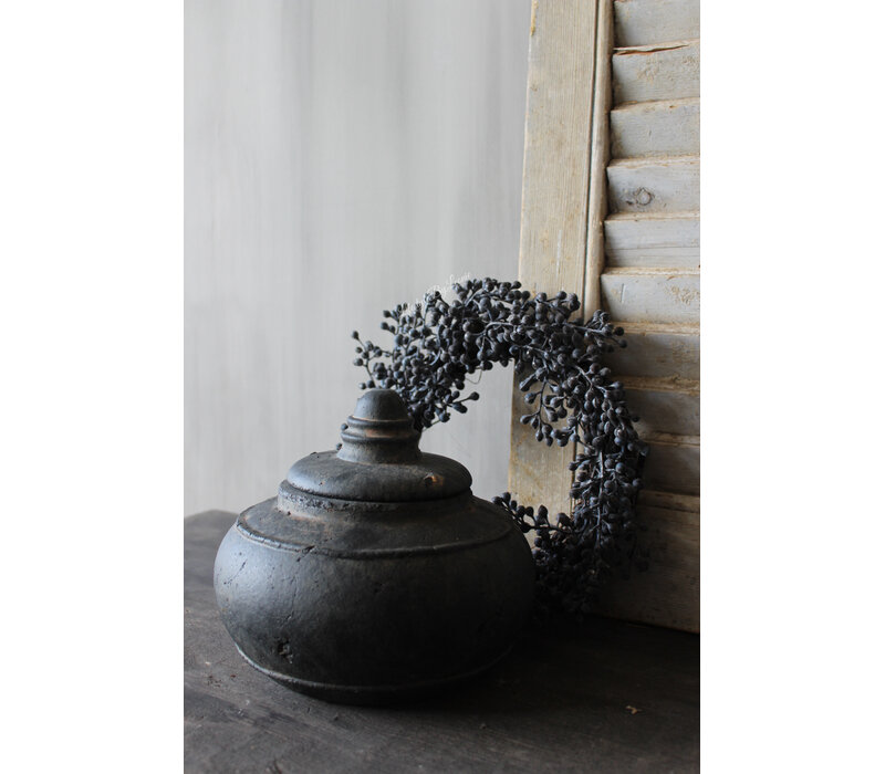 Stenen pot met deksel Uniq black 25 x 24 cm