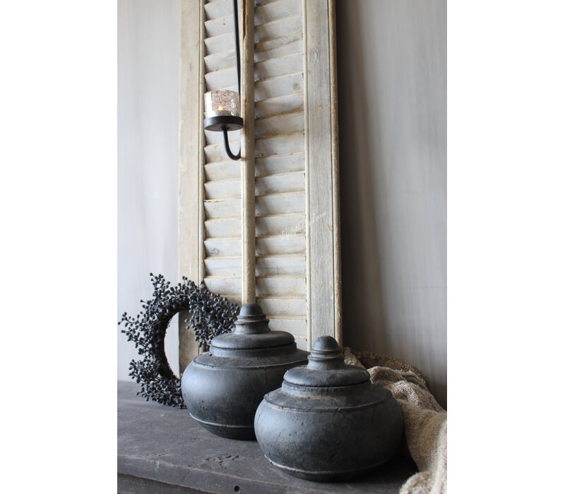 Stenen pot met deksel Uniq black 25x24cm