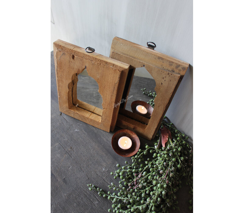Houten spiegeltje Marrakesh 23 cm