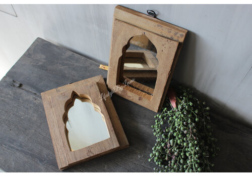 Houten spiegeltje Marrakesh 23cm