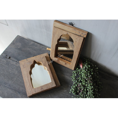 Houten spiegeltje Marrakesh 23 cm 
