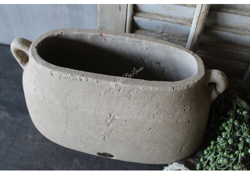 Brynxz Brynxz ovale pot met oren Taupe 36 x 16 x 24 cm