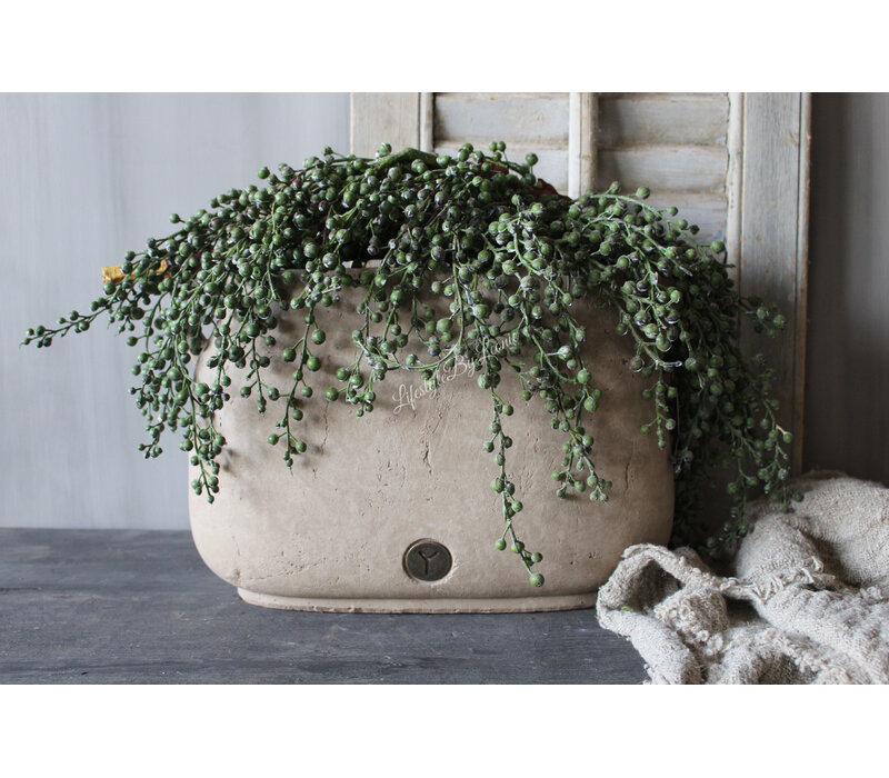 Brynxz ovale pot met oren Taupe 36x16x24cm