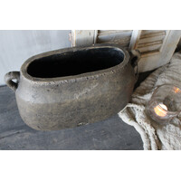 Brynxz ovale pot met oren Brown 36x16x24cm