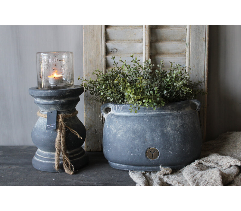 Brynxz ovale stenen pot met oren Ancient clay 27x19x18cm
